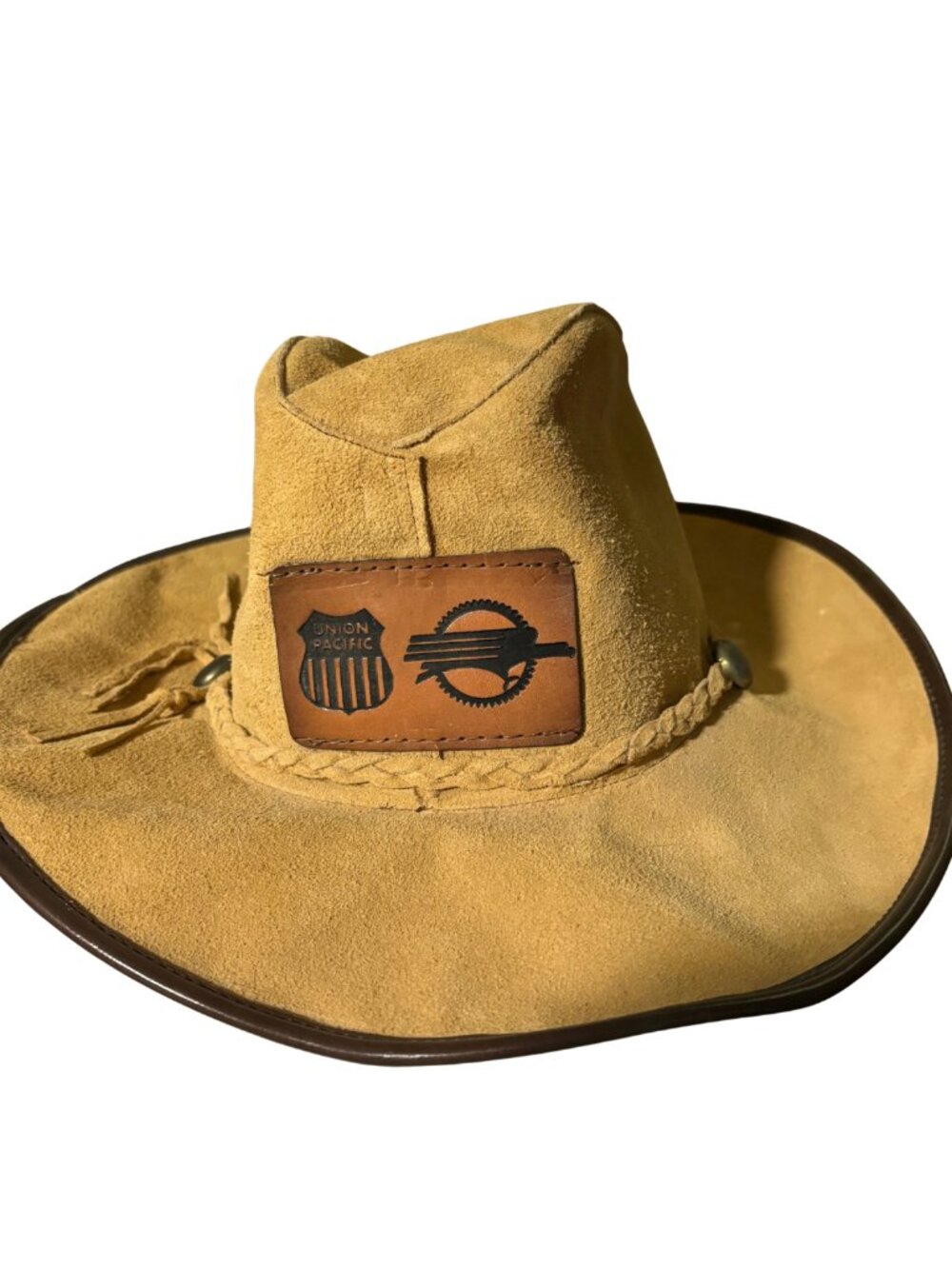 Vintage Union Pacific Cowboy Hat Suede Leather Western Railroad Train Size L